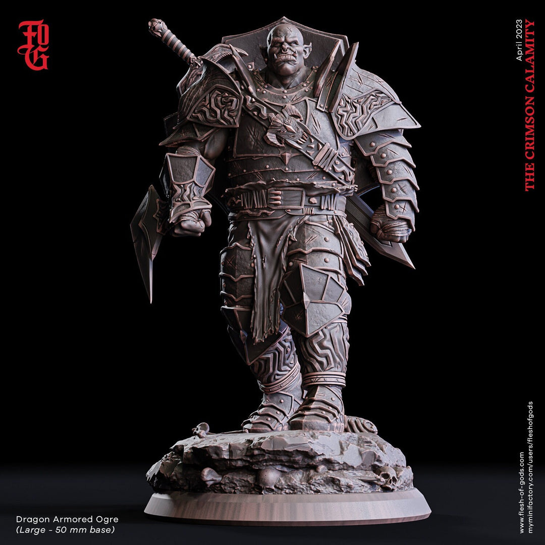 Half-Orc, Ogre Fighter Knight Paladin | 28mm, 32mm,54mm,75mm,100mm Scales | Player Character Mini -D&D 5e Pathfinder Figurine |Flesh of Gods