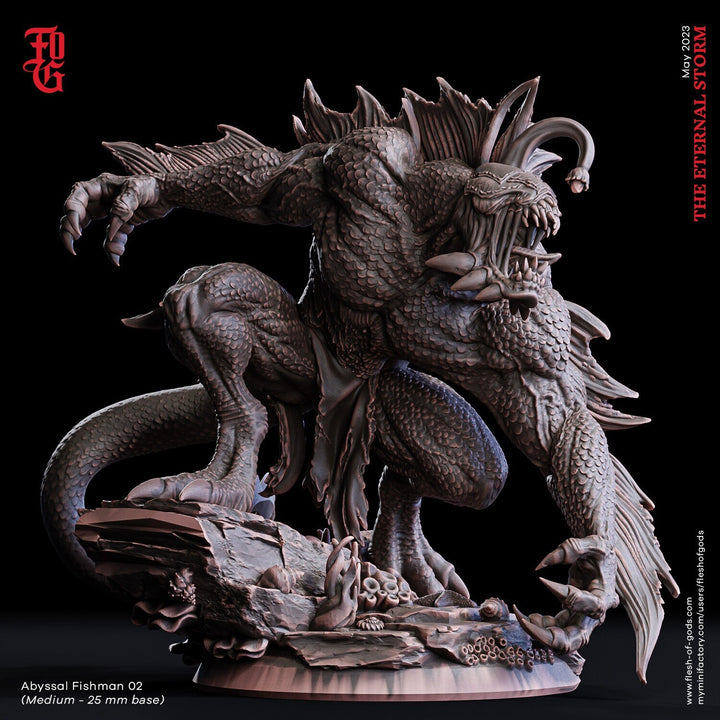 Sahuagin, Sea Devil humanoid | 28mm, 32mm,54mm,75mm,100mm Scales | Monster Mini Minis -D&amp;D 5e Pathfinder Figurine | Flesh of Gods