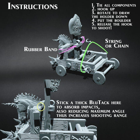 Large Functional Catapult (2 versions) miniature Prop | 28mm, 32mm Scales| Dungeons and Dragons 5e Miniatures | Pathfinder | Figurine DnD |