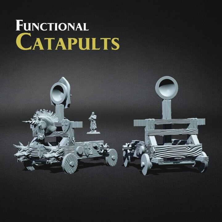 Large Functional Catapult (2 versions) miniature Prop | 28mm, 32mm Scales| Dungeons and Dragons 5e Miniatures | Pathfinder | Figurine DnD |