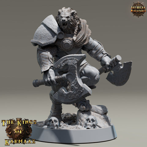 Leonin LionFolk Fighter Paladin | 28mm, 32mm, 54mm, 75mm Scales,100mm Tall | Dungeons and Dragons D&D 5e | Pathfinder| Daybreak Miniatures