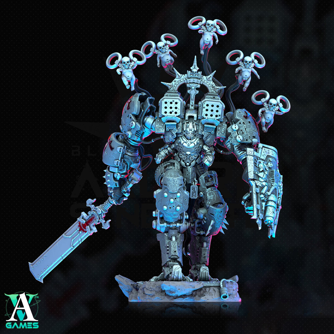 Sci-Fi Heavy Battle Mech Knight Miniature | SpellJammer | 25mm, 32mm, 40mm, 50mm, 75mm BASE SIZES | Resin Mini Unpainted |Archvillain Games