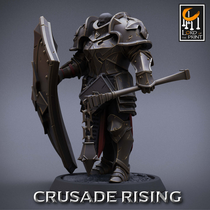 Paladin Knight Flail Templar Unpainted Miniature | 28mm, 32mm,54mm,75mm, 100mm Scales | Dungeons and Dragons |Pathfinder | Lord of The Print