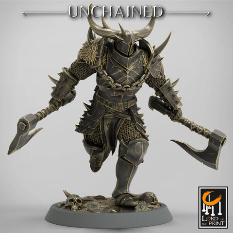 Fighter Dual Axes, Light Soldier, Oathbreaker Paladin, Unpainted Miniature| 28mm, 32mm,54mm,75mm,100mm Scales |Dungeons & Dragons Pathfinder