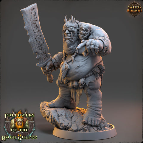 Two Headed Ogre, Also in Ettin size | 28mm & 32mm Scale | Dungeons and Dragons | Pathfinder Oger | Daybreak Miniatures | Tabletop RPG |