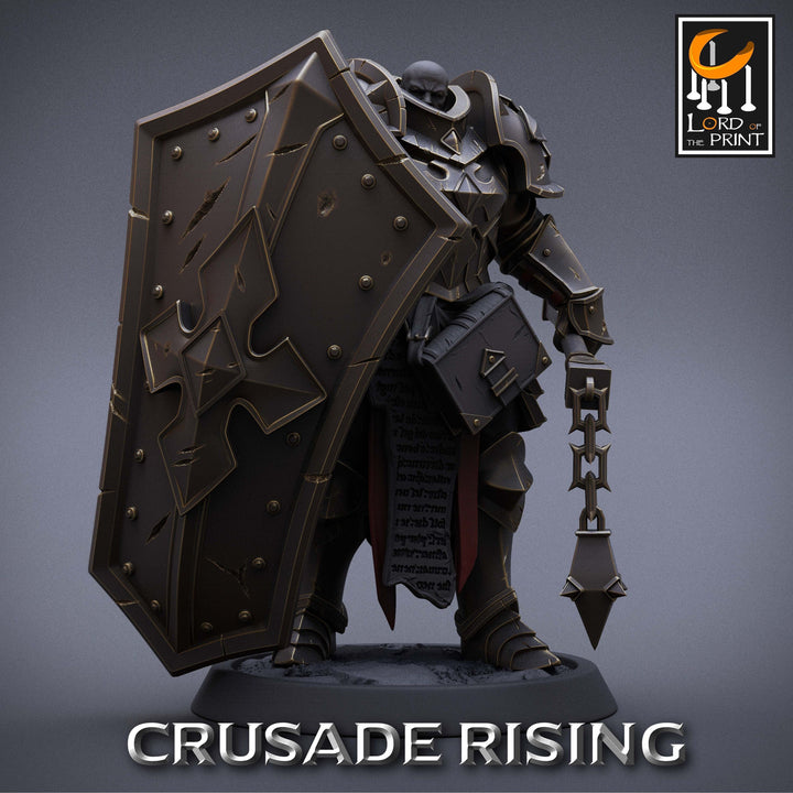 Paladin Knight Flail Templar Unpainted Miniature | 28mm, 32mm,54mm,75mm, 100mm Scales | Dungeons and Dragons |Pathfinder | Lord of The Print