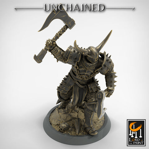 Fighter Dual Axes, Light Soldier, Oathbreaker Paladin, Unpainted Miniature| 28mm, 32mm,54mm,75mm,100mm Scales |Dungeons & Dragons Pathfinder