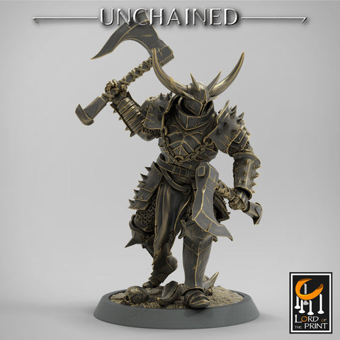 Fighter Dual Axes, Light Soldier, Oathbreaker Paladin, Unpainted Miniature| 28mm, 32mm,54mm,75mm,100mm Scales |Dungeons & Dragons Pathfinder