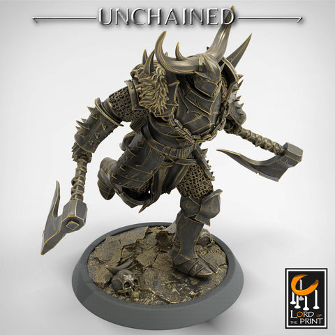 Fighter Dual Axes, Light Soldier, Oathbreaker Paladin, Unpainted Miniature| 28mm, 32mm,54mm,75mm,100mm Scales |Dungeons & Dragons Pathfinder
