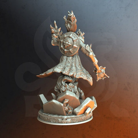Human Light Domain Cleric Paladin Mace. Unpainted Miniature | 28mm, 32mm,54mm,75mm,100mm Scales | Dungeons and Dragons Pathfinder | DM Stash