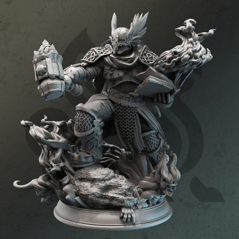 Human Arcana Domain Cleric Paladin Mace. Unpainted Miniature | 28mm, 32mm,54mm,75mm,100mm Scales | Dungeons and Dragons Pathfinder |DM Stash