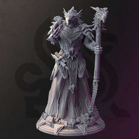 Dragonborn Wizard Sorcerer Warlock | Miniature | 28mm, 32mm, 54mm, 75mm, 100mm Scales | Pathfinder Figure | DnD | Figurine unpainted |