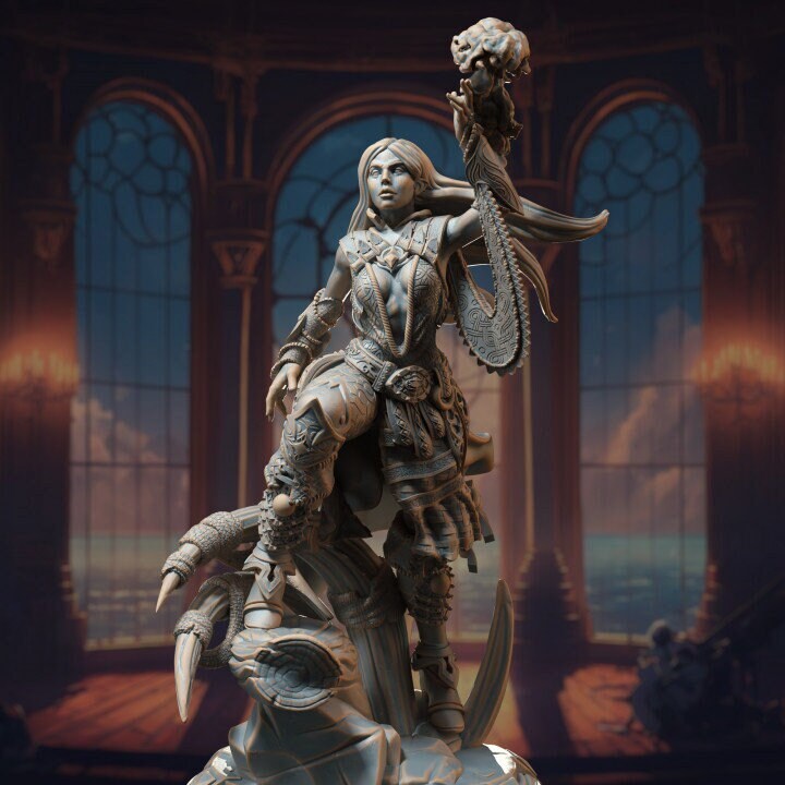 Human Female Noble Sorcerer, Wizard, Cleric | Miniature | 28mm, 32mm, 75mm, 100mm Scales | Pathfinder Figure | DnD | Figurine unpainted
