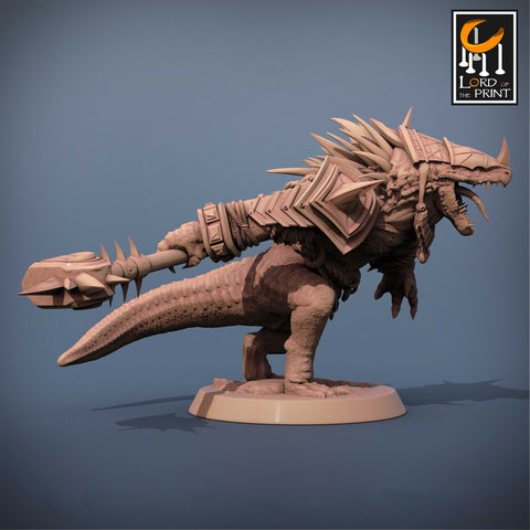 Lizardfolk Lizardman Warrior | 28mm, 32mm,75mm Scales | Dungeons and Dragons | Unpainted Figure | Mammoth Factory