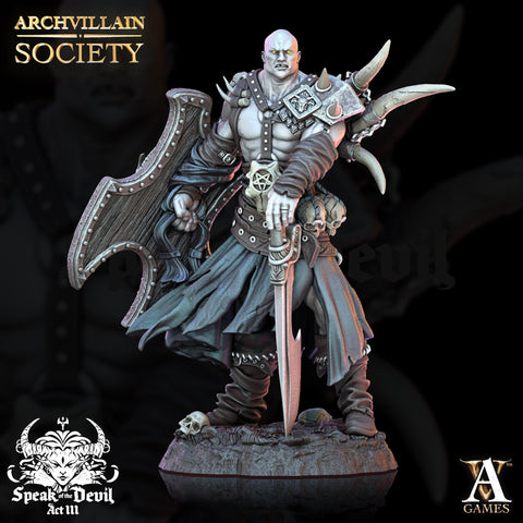 Human Oathbreaker Paladin Chaos Knight Sword & Shield Unpainted Miniature | 28mm, 32mm, 54mm,75mm Scales | Dungeons and Dragons | Pathfinder
