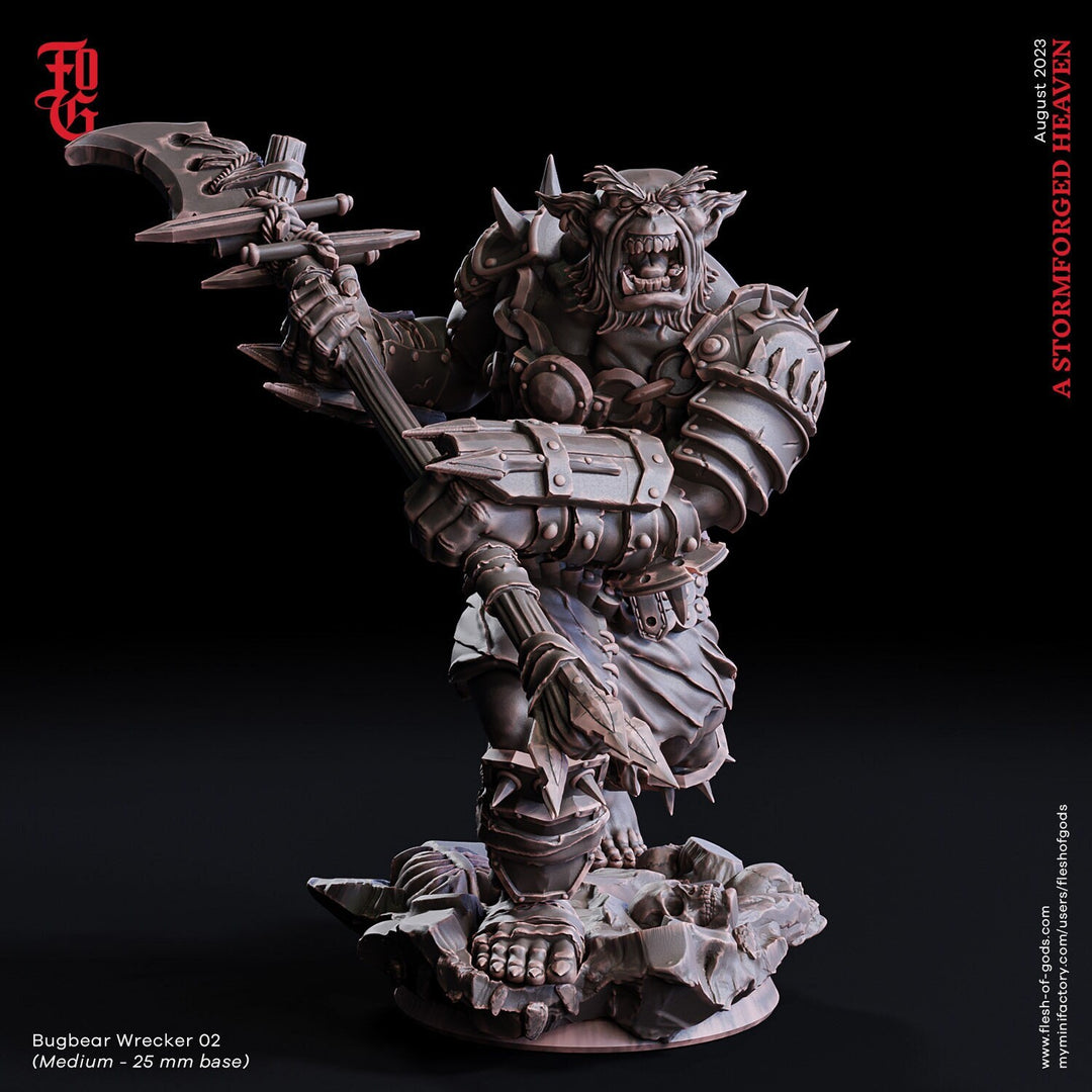 Bugbear Fighter Barbarian w/ Polearm PC NPC | 28mm,32mm,54mm,75mm,100mm Scales | Player Character D&D 5e Pathfinder Figurine | Flesh of Gods