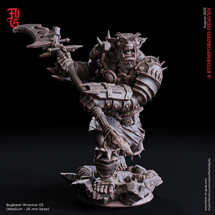 Bugbear Fighter Barbarian w/ Polearm PC NPC | 28mm,32mm,54mm,75mm,100mm Scales | Player Character D&amp;D 5e Pathfinder Figurine | Flesh of Gods