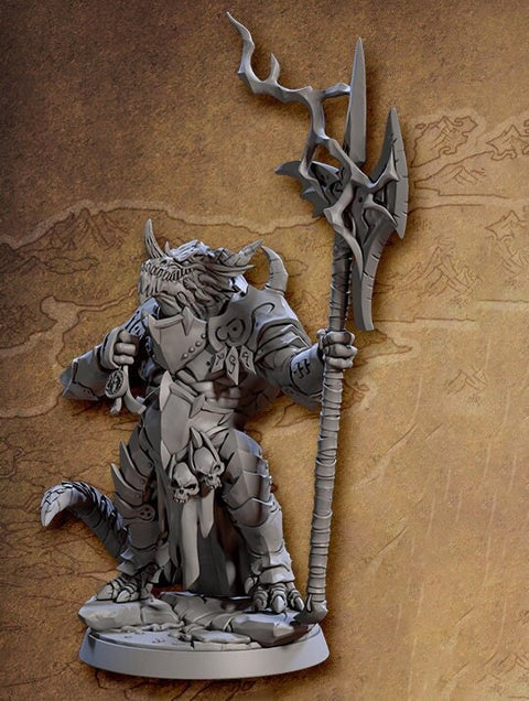 Dragonborn Paladin Fighter Polearm model | 28mm, 32mm, 54mm,75mm Scale Resin Miniature Dungeons and Dragons D&D Pathfinder | Artisan Guild