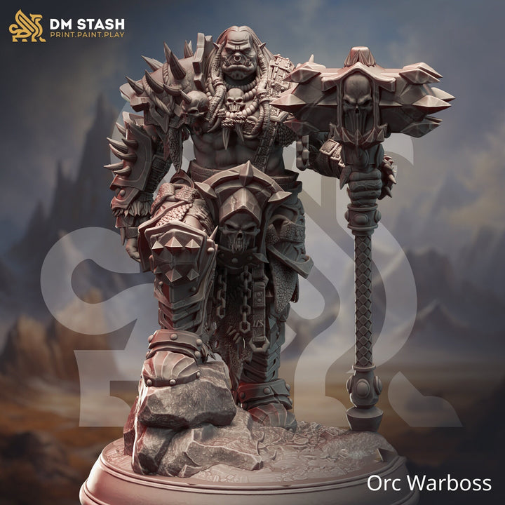 Orc Chief Fighter Barbarian with Battle Axe Miniature | 28mm,32mm,54mm,75mm,100mm Scales | Dungeons and Dragons Pathfinder | DM Stash