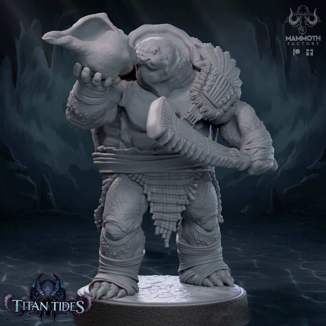 Tortle Fighter Ranger Barbarian PC NPC | 28mm, 32mm,54mm,75mm,100mm Scales | Player Character D&D 5e Pathfinder Figurine | Mammoth Factory