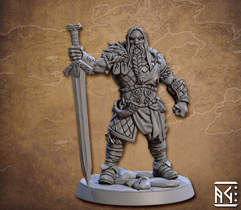 Northman Ranger Fighter w/ Claymore | 28mm, 32mm, 54mm,75mm,100mm Scale Resin Miniature Dungeons and Dragons D&D Pathfinder | Artisan Guild