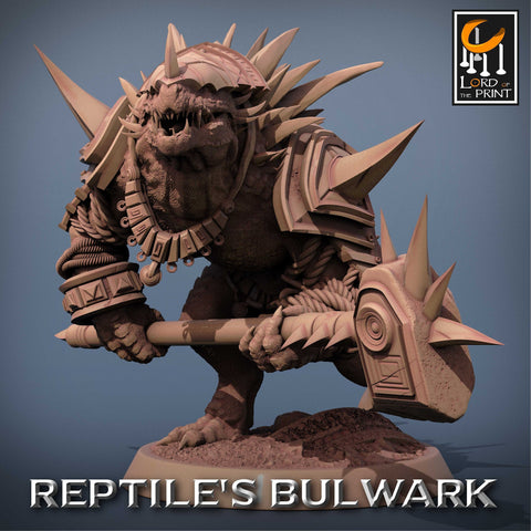 Lizardfolk Lizardman Warrior | 28mm, 32mm,75mm Scales | Dungeons and Dragons | Unpainted Figure | Mammoth Factory