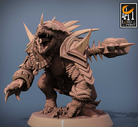 Lizardfolk Lizardman Warrior | 28mm, 32mm,75mm Scales | Dungeons and Dragons | Unpainted Figure | Mammoth Factory