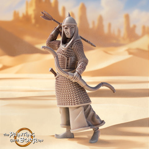 Human Ranger Fighter in Chainmail with Bow | Miniature | 28mm, 32mm, 75mm, 100mm Scales | Pathfinder Figure | DnD | Figurine unpainted |