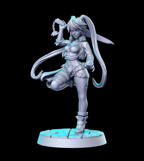 Pin-up Rogue Fighter Monk JRPG | 28mm,32mm,54mm,75mm,100mm Scale Miniature | Unpainted resin Figurine D&D Tabletop Fantasy | RN Estudio