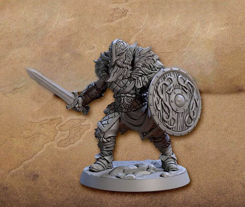 Northman Ranger Fighter Sword Shield | 28mm, 32mm, 54mm,75mm,100mm Scale Resin Miniature Dungeons and Dragons D&D Pathfinder | Artisan Guild