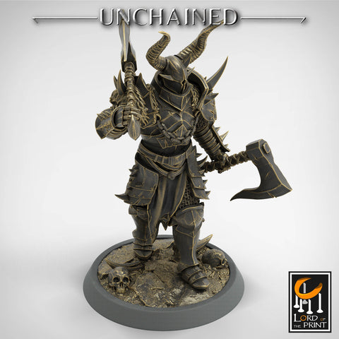 Fighter Dual Axes, Light Soldier, Oathbreaker Paladin, Unpainted Miniature| 28mm, 32mm,54mm,75mm,100mm Scales |Dungeons & Dragons Pathfinder