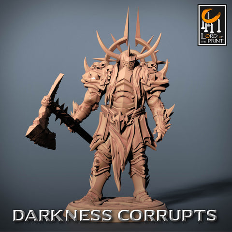 Fighter Great Axe, Oathbreaker Paladin, Unpainted Miniature | 28mm, 32mm,54mm,75mm,100mm Scales | Dungeons and Dragons | Pathfinder |