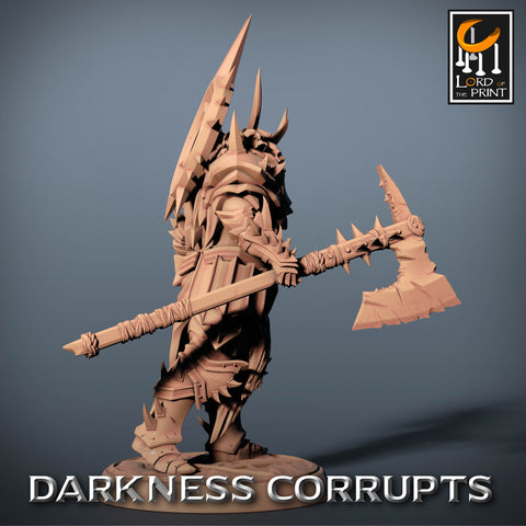 Fighter Great Axe, Oathbreaker Paladin, Unpainted Miniature | 28mm, 32mm,54mm,75mm,100mm Scales | Dungeons and Dragons | Pathfinder |