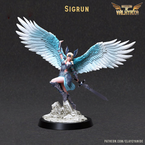 Female Valkyrie Angel Celestial Paladin Vengeance | 28mm, 32mm,54mm,75mm, 100mm Scales | Dungeons and Dragons 5e | Pathfinder | Clay Cyanide