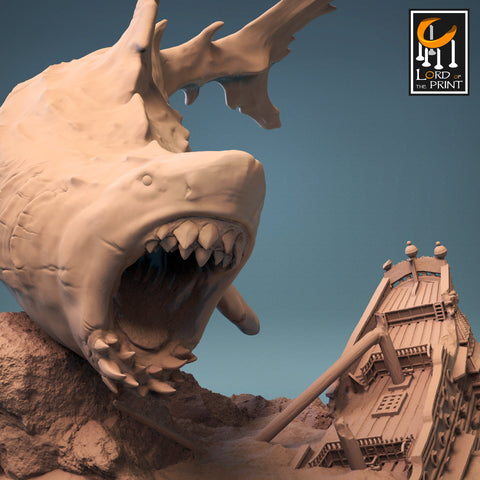 Megalodon, Giant Shark (3 sizes) Underwater D&D Miniature |215mm Long, 28mm,32mm,54mm Scales |Resin Figurine Dungeons and Dragons Pathfinder