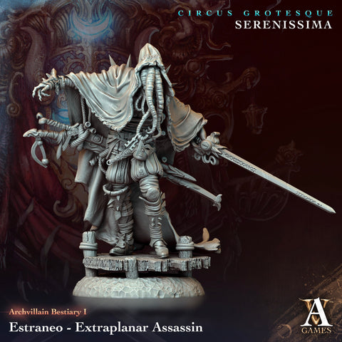 Mindflayer Assassin Fighter Adventurer PC / NPC | 28mm,32mm,54mm,75mm, 100mm Scales | Dungeons and Dragons | Pathfinder | Battle Wizard