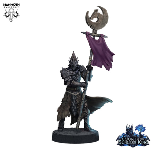 Dark Elf Fighter Ranger Bannerman PC / NPC Unpainted | 28mm,32mm,54mm,75mm,100mm Scale | Resin Dungeons and Dragons D&D 5e | Pathfinder |