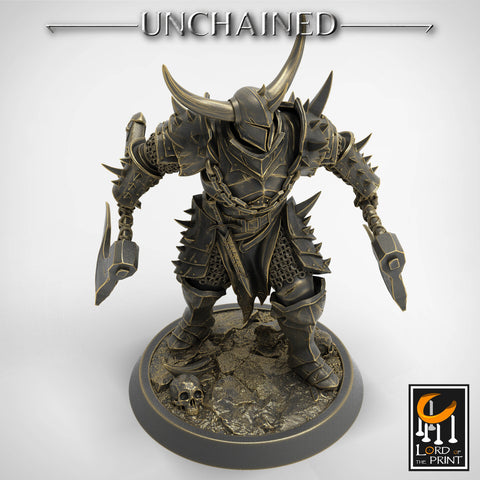 Fighter Dual Axes, Light Soldier, Oathbreaker Paladin, Unpainted Miniature| 28mm, 32mm,54mm,75mm,100mm Scales |Dungeons & Dragons Pathfinder