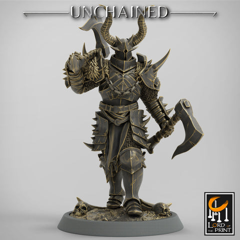 Fighter Dual Axes, Light Soldier, Oathbreaker Paladin, Unpainted Miniature| 28mm, 32mm,54mm,75mm,100mm Scales |Dungeons & Dragons Pathfinder