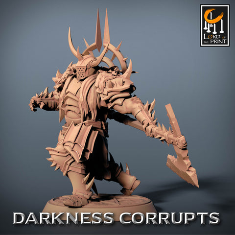 Fighter Great Axe, Oathbreaker Paladin, Unpainted Miniature | 28mm, 32mm,54mm,75mm,100mm Scales | Dungeons and Dragons | Pathfinder |