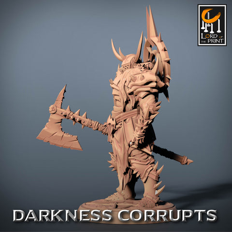 Fighter Great Axe, Oathbreaker Paladin, Unpainted Miniature | 28mm, 32mm,54mm,75mm,100mm Scales | Dungeons and Dragons | Pathfinder |