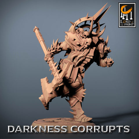 Fighter Great Axe, Oathbreaker Paladin, Unpainted Miniature | 28mm, 32mm,54mm,75mm,100mm Scales | Dungeons and Dragons | Pathfinder |