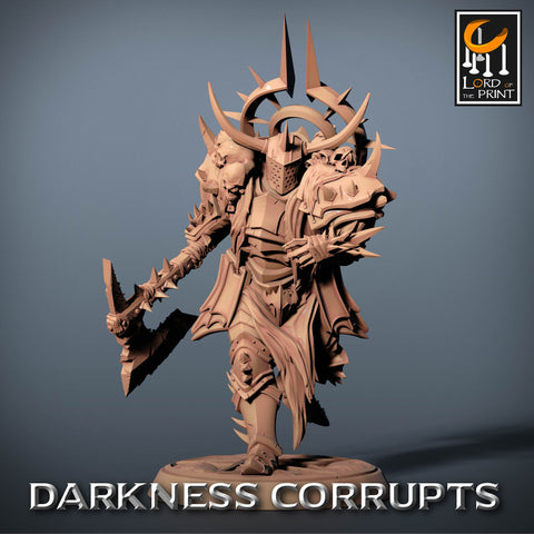 Fighter Great Axe, Oathbreaker Paladin, Unpainted Miniature | 28mm, 32mm,54mm,75mm,100mm Scales | Dungeons and Dragons | Pathfinder |