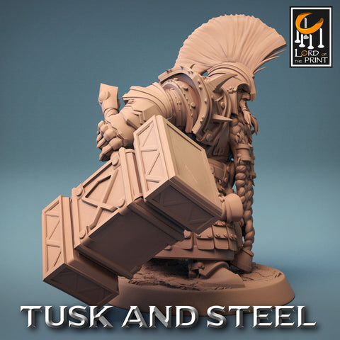 Dwarf Fighter Paladin with Battle Hammer Unpainted | 28mm, 32mm,54mm,75mm,100mm Scales | Dungeons and Dragons Pathfinder Lord of The Print