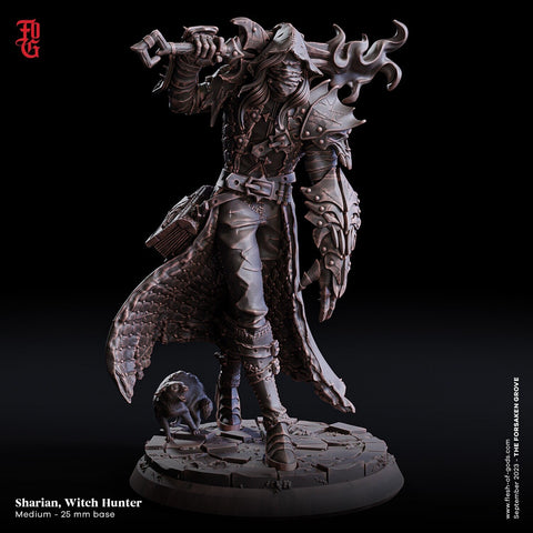 Fighter Witch Hunter Warlock Hexblade, PC / NPC | 28mm, 32mm,54mm75mm,100mm Scales | Mini -D&D 5e Pathfinder Figurine | Flesh of Gods