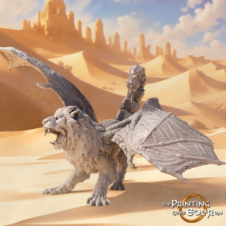 Manticore | Miniature |28mm Scale/32mm Scale/54mm/75mm Scale |Pathfinder Figure | DnD 5E | Figurine unpainted | The Printing Goes Ever On