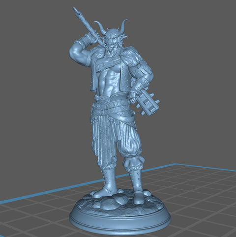 Human Male Barbarian Samurai also w/ Animal Armor | 28mm,32mm,54mm,75mm,100mm Scales Miniature | Dungeons and Dragons Pathfinder | DM Stash