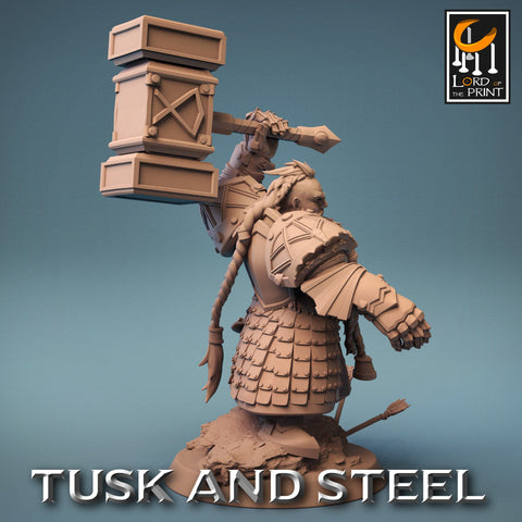Dwarf Fighter Paladin with Battle Hammer Unpainted | 28mm, 32mm,54mm,75mm,100mm Scales | Dungeons and Dragons Pathfinder Lord of The Print