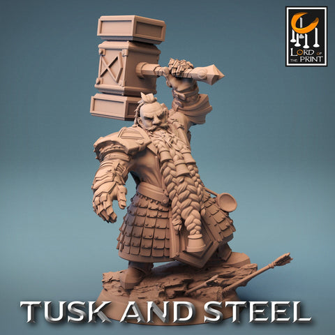 Dwarf Fighter Paladin with Battle Hammer Unpainted | 28mm, 32mm,54mm,75mm,100mm Scales | Dungeons and Dragons Pathfinder Lord of The Print