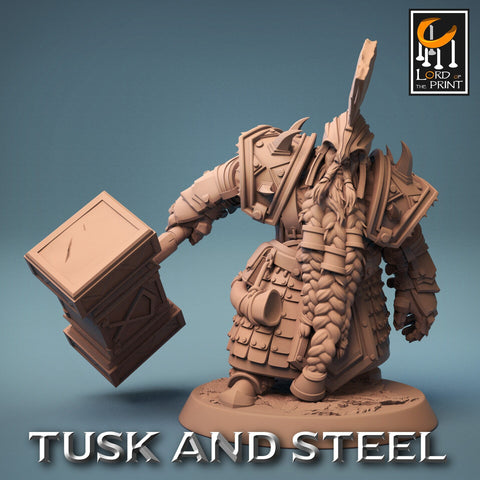 Dwarf Fighter Paladin with Battle Hammer Unpainted | 28mm, 32mm,54mm,75mm,100mm Scales | Dungeons and Dragons Pathfinder Lord of The Print